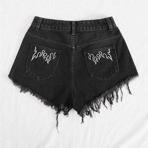 NWOT Stitched Flame Pocket Raw Denim Shorts